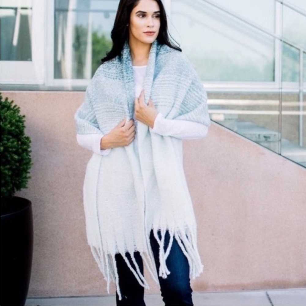 Anthropologie Mer Sea for Anthropologie Large Blanket Scarf Wrap Ombre gray OS - Picture 1 of 11